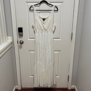 Boho Ivory V-Neck Maxi Dress